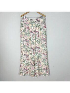 NEW Wonderly Garden Floral Wide Leg Flowy Pants Boho Cottage Size XL Women's